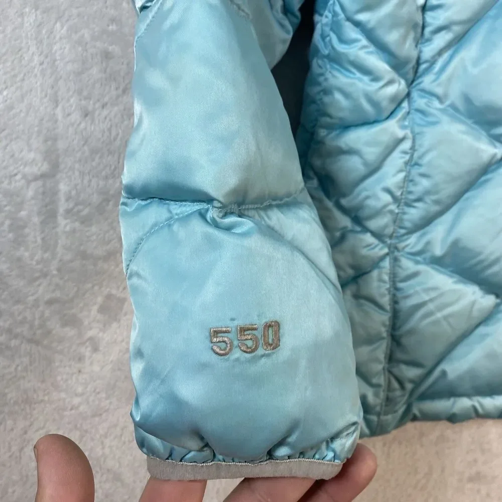 The North‎ Face youth girls Turquoise full zip puffer 2 pocket jackets X-Large